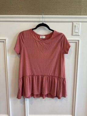 Women’s Peplum Short Sleeve Top - Dusty Rose